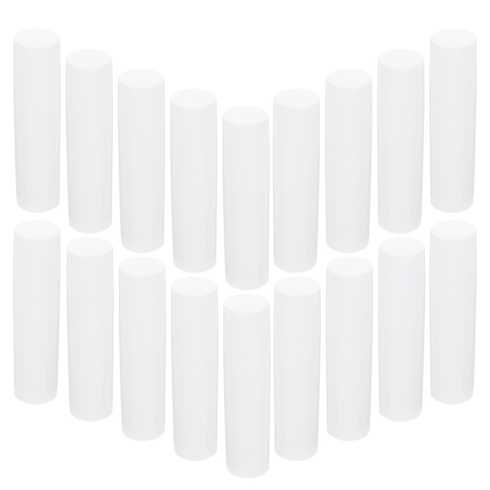 50Pcs Durable Lip Balm Tubes with Caps White Reusable Lip Container