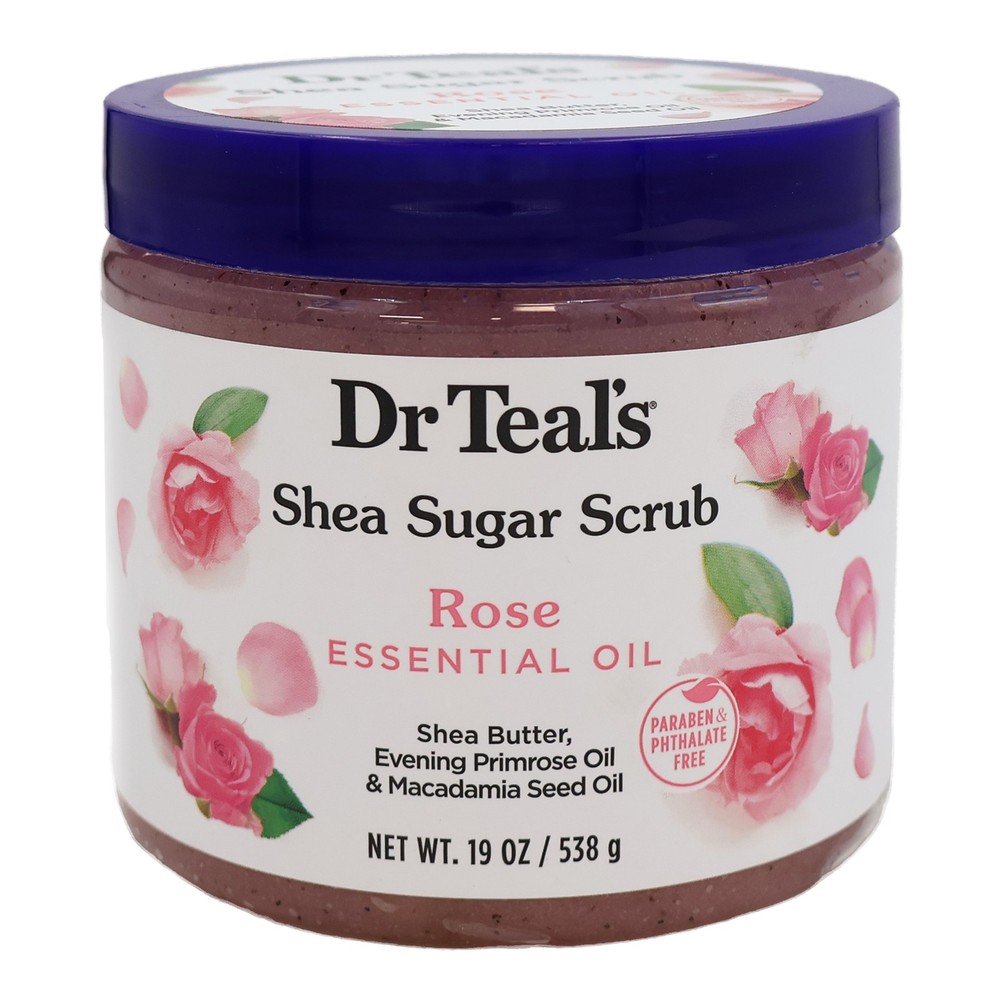Dr Teals Shea Sugar Body Scrub with Rose Essential Oil 19 Oz. Pack of 2
