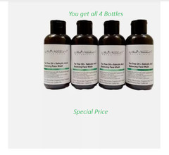 Lot of 4 Botanicals Tea Tree Oil & Salicylic Acid Balancing Face Wash, 4 oz
