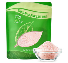 Soeos Himalayan Pink Salt, Fine Grain, 16 oz (1 Pound), Pink Himalayan Sea Salt
