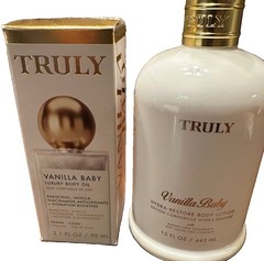 Truly Vanilla Baby Body Lotion 15 oz & Luxury Body Oil 3.1 oz NEW Full Size Set