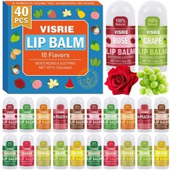 VISRIE 40 Pack Mini Lip Balm Bulk, Natural with 40 Count, clear