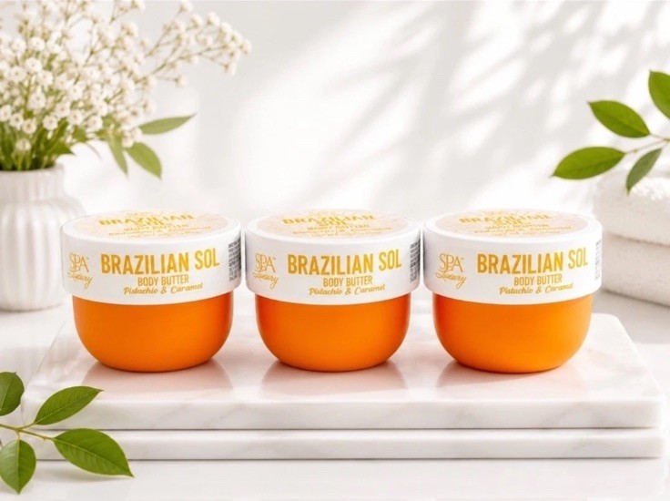 3 Spa Luxury Brazilian Sol Body Butter Pistachio & Caramel 6 oz. New & Sealed