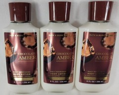 Bath Body Works CHOCOLATE AMBER Shea Body Lotion 8 oz Lot of 3
