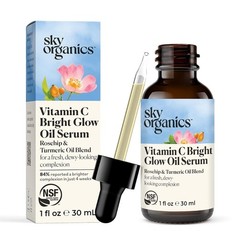 Sky Organics Vitamin C Bright Glow Oil Serum Rejuvenates & Hydrates 1oz NEW
