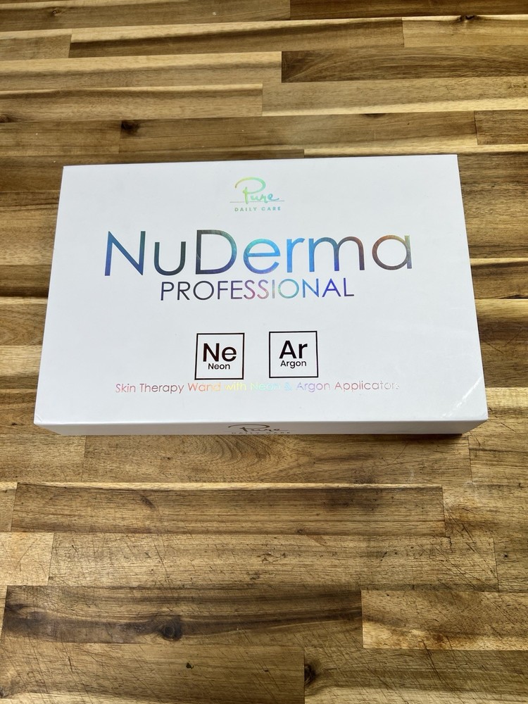 Pure Daily Care NuDerma Professional Ne+Ar Skin Therapy Wand w 6 Fusion OPEN BOX