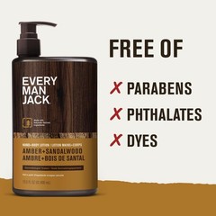 Every Man Jack Mens Amber + Sandalwood Hand & Body Lotion for All Skin Types – D