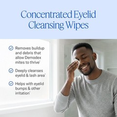 Natural Face & Eyelid Cleansing Towelettes – Wipes for Demodex, Blepharitis & Re