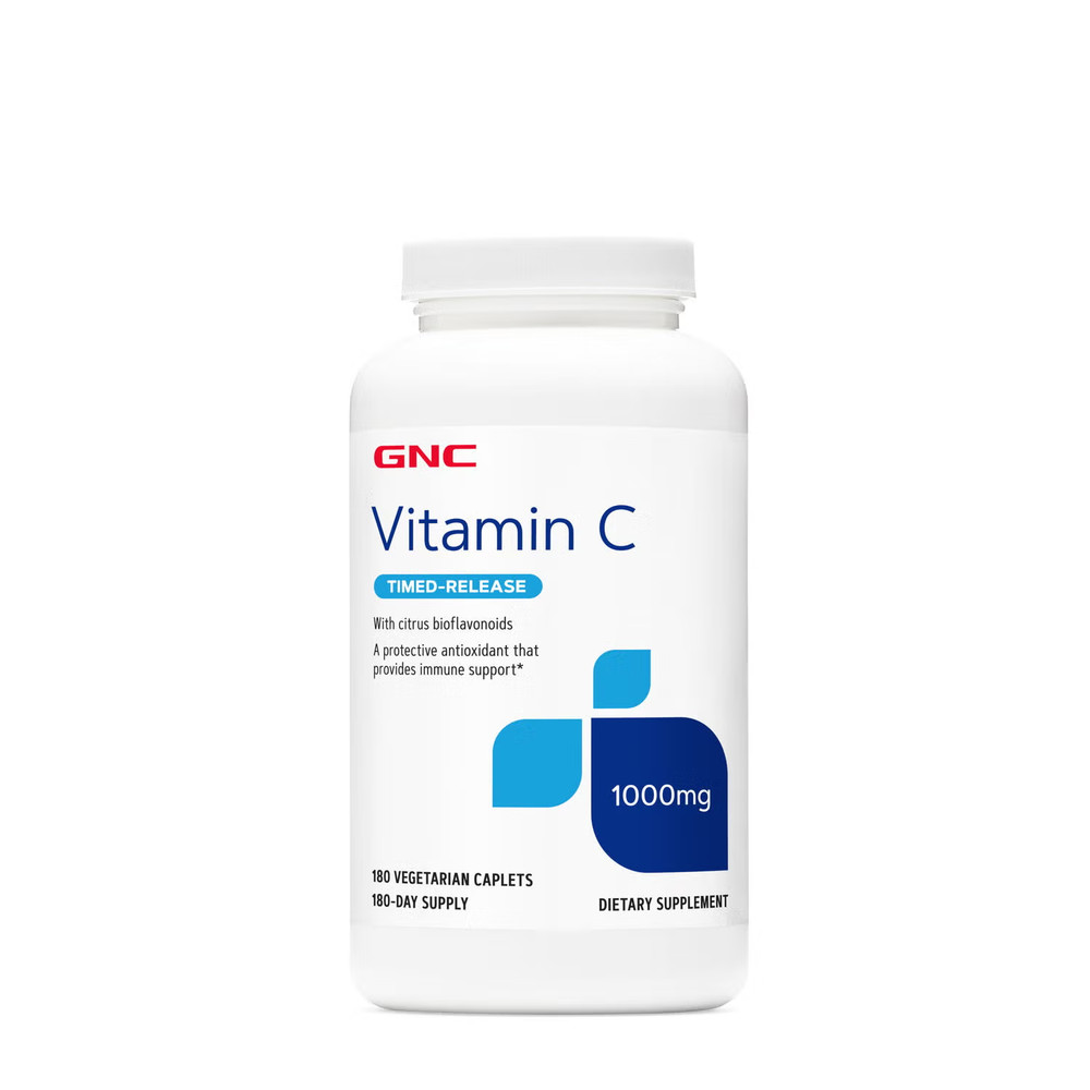 GNC Vitamin C Timed-Release 1000mg Protective Bones 180 Vegetarian Caplets NEW