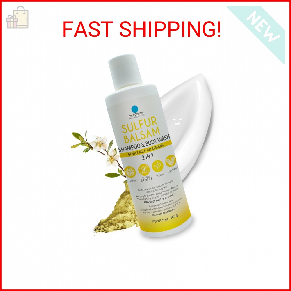 Dr. Robaina Sulfur Shampoo & Body Wash – Helps Soothe Dandruff, Seborrheic Derma