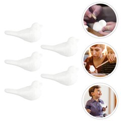 5Pcs DIY Birds Crafts Decor Simple Foam Birds White Body Birdie Toys for Kids