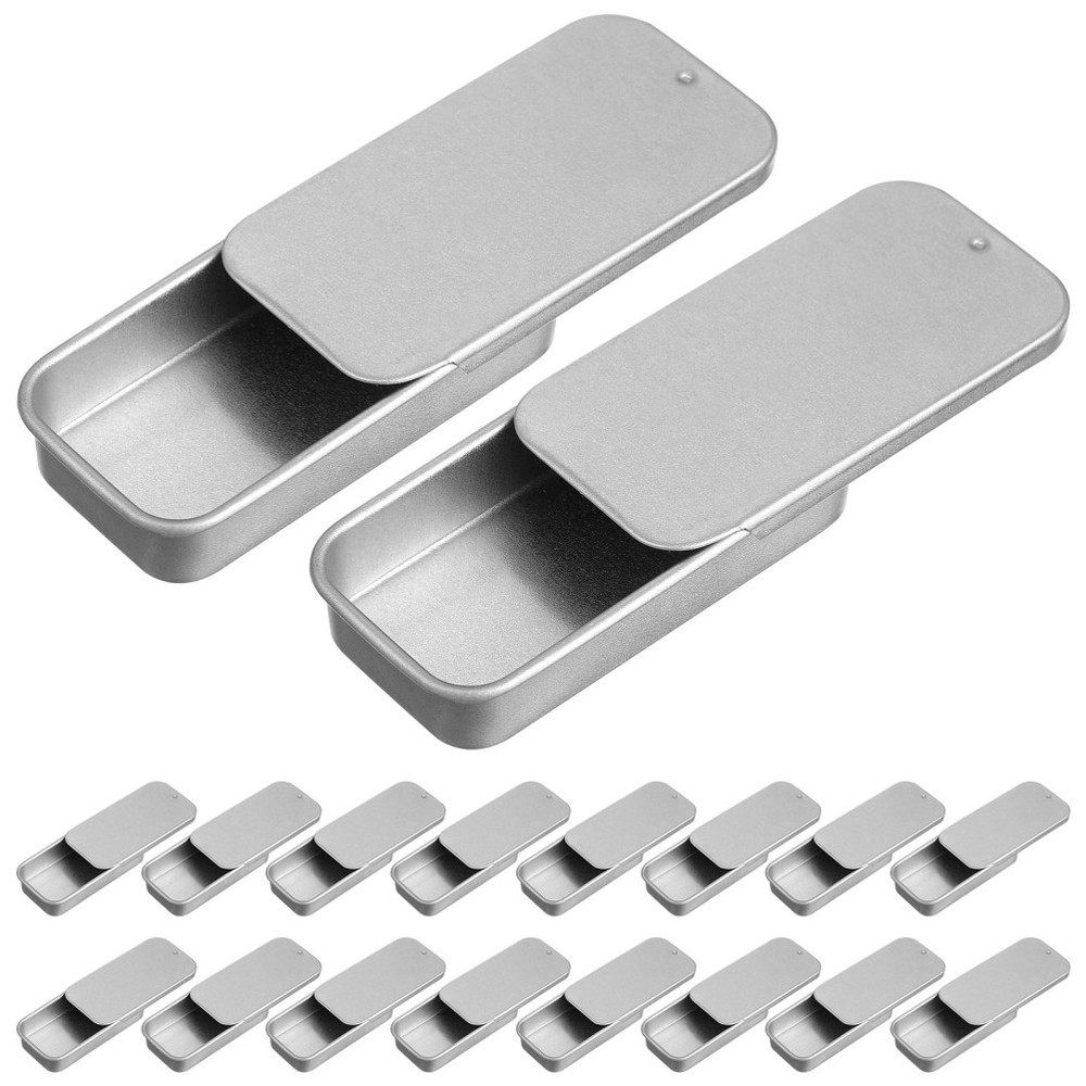 18 Pcs Rectangular Tinplate Candy Cases Empty Tins with Lid Metal Boxes