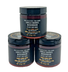 NEW Bath & Body Works Lot 3 Jars Single Barrel Bourbon Beard Scruff Cream 4 oz