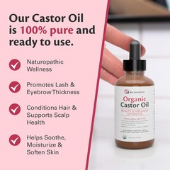 100% Pure Organic Castor Oil for Hair, Lash and 4 Fl Oz (Pack of 1), Clear