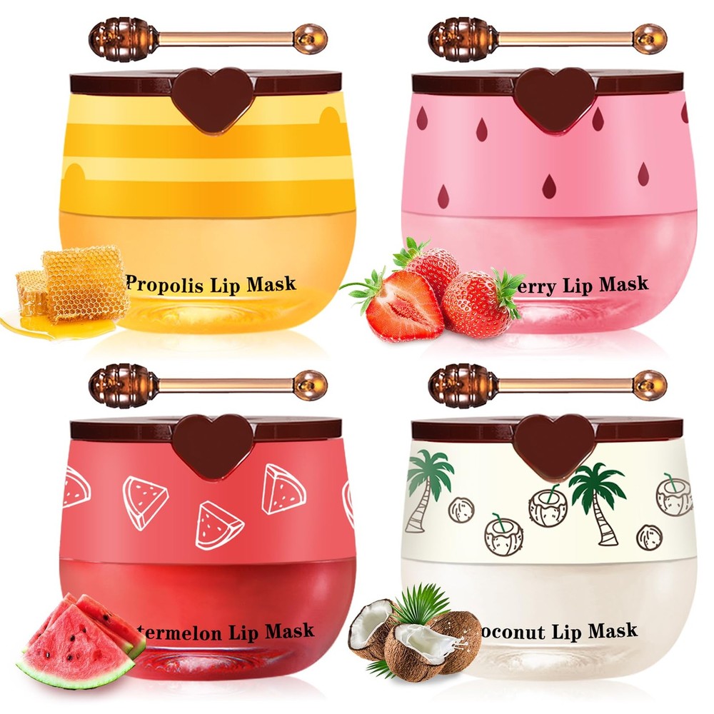QIUFSSE Honey Pot Lip Balm Set,4PCS 1 Count (Pack of 4), 4PCS Set