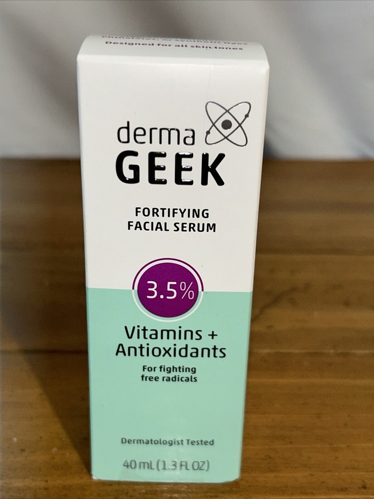 Derma Geek Fortifying Facial Serum 3.5% Vitamins + Antioxidants 1.3oz. Sealed