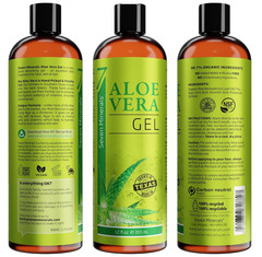 Aloe Vera Gel with Freshly Cut Pure Organic Aloe – Big 12Oz – Texas Grown, Highe