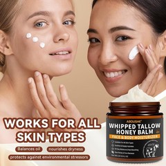 **Organic Grass-Fed Whipped Beef Tallow & Honey Balm for Face & Body, 4.2 Oz**
