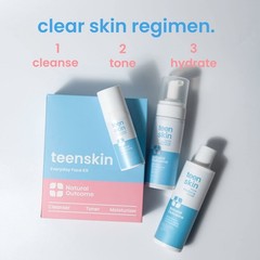 Natural Outcome Teenskin Everyday Face Kit 3-Step Skincare Cleanser Toner Set