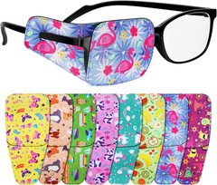 8 Pcs Eye Patches for Kids, Eyepatch for Glasses to Cover Either Eye Cartoon Eye