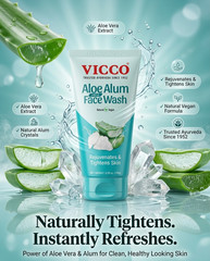 VICCO Aloe Alum Face Wash 150g Aloe Vera Natural Vegan Skin Tightening Cleanser