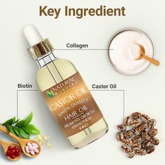 Natural Wunderz Castor Hair Oil, Supports Growth, 4 Fl Oz (Pack of 1)