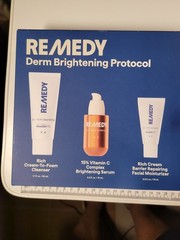 REMEDY Derm Brightening 3-Piece Skincare Kit ~ Cleanser Serum Moisturizer ~ NIB