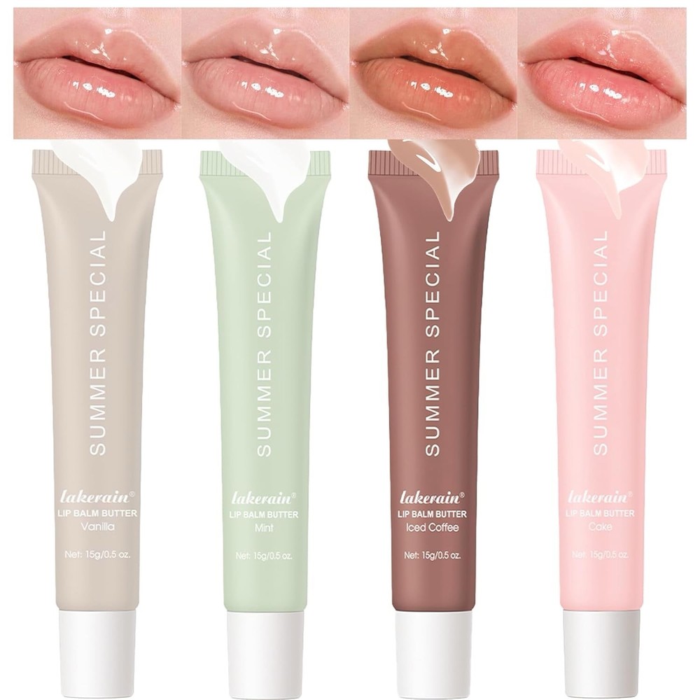 4PCS Summer Lip Butter Balm with Natural Oils, Hydrating & Long-Lasting Care
