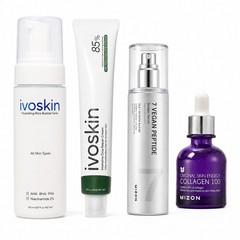 MIZON & Ivoskin 4 Pc K-Beauty Skincare Bundle Collagen Peptide Cica Rice