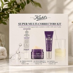 Kiehl’s Super Multi-Correctors Kit Retinol Serum Face Neck Eye Gift Set NEW