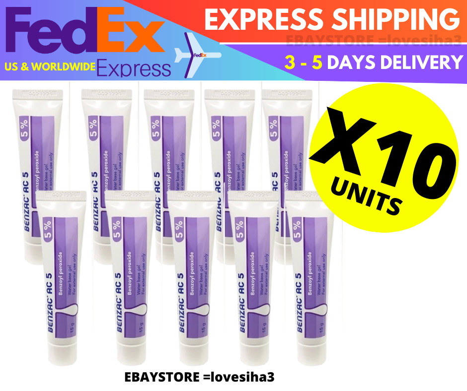 Galderma Benzac AC 5% Benzoyl Peroxide Gel Acne Pimple 15g ( X 10 ) FAST SHIP