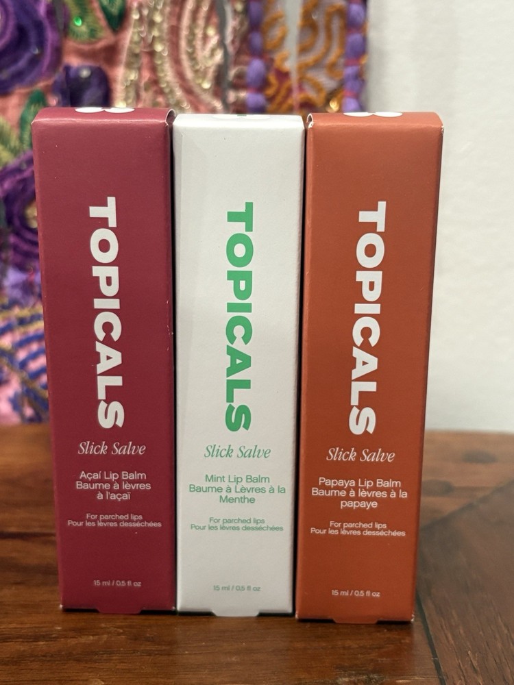 Authentic $48 Topicals Slick Salve Lip Balm In 3 Shades 15 ML Full Size New