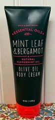 BATH & BODY WORKS MINT LEAF & BERGAMOT OLIVE OIL BODY CREAM 8 oz