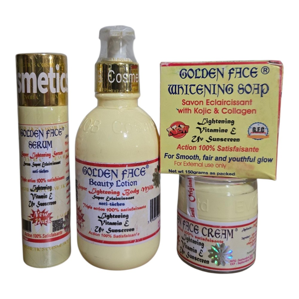 4pcs Golden Face lotion, serum, Face Cream, Face Soap With Evob Seal
