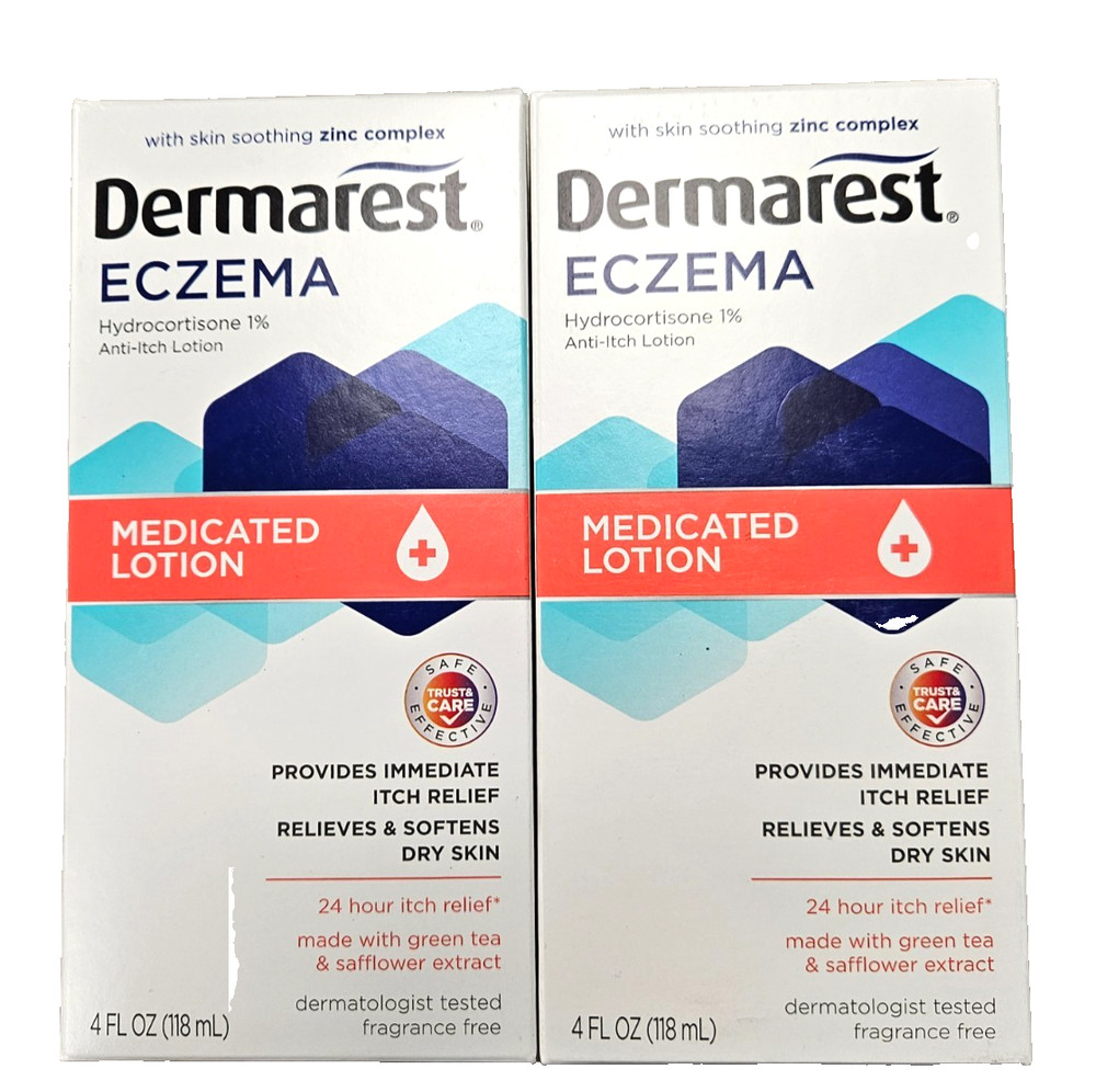 DERMAREST ECZEMA Medicated Lotion 4oz w/ Zinc Complex ( 2 pack ) ^^