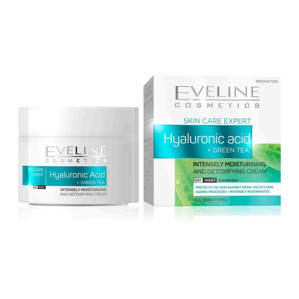Eveline Cosmetic Skin Care Expert Hyaluronic + Green Tea Day and Night Cream