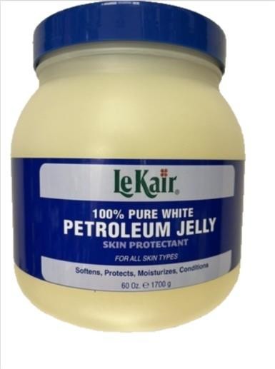 2 NEW LEKAIR 100% PURE WHITE PETROLEUM JELLY SKIN PROTECTANT 60 OZ FOR ALL SKIN