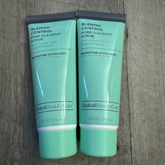 2 pk Global Beauty Care Pore Clearing Scrub Glycolic Acid Sugar Papaya Exfoliant