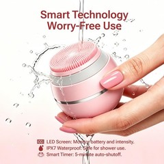 Facial Cleansing Brush – Sonic Face Wash Exfoliator Pink and Silver