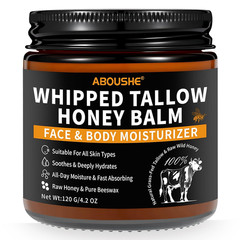 **Organic Grass-Fed Whipped Beef Tallow & Honey Balm for Face & Body, 4.2 Oz**