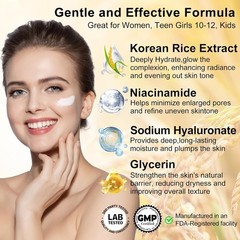 Skin Care Set,6Pcs Women Teen Glass Skincare w/Korean Rice Extract,Hydrate Gl…