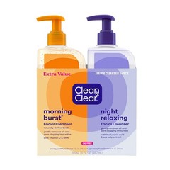 Clean & Clear 2-Pack Oil-Free Facial 16 Fl Oz (Pack of 1), Blue and Orange