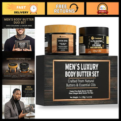 Men&rsquo;s Body Butter Set of 2 – Shea & Cocoa Moisturizer, Hydrating Skin Care