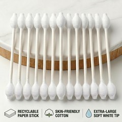 400pcs CGR Baby Safety Cotton Swabs with Large Tips for 80 Count (Pack of 5)