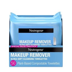 Neutrogena Makeup Remover Ultra-Soft Cleansing Towelettes – 50 Count Twin Pack