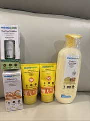 5 Pk Set~ Mamaearth / Vitamin C Daily Glow /Lotion-Serum-Sunscreen X2-Face Cream