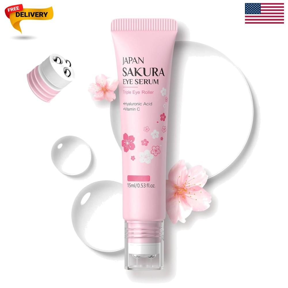 2-in-1 Sakura Eye Serum and Eye Roller, Eye Massager Roller Lifting, Eye Crea…