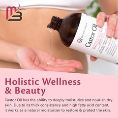 M3 Pure Hexane-Free Cold Pressed Castor Oil 500mL Glass Bottle for Hair
