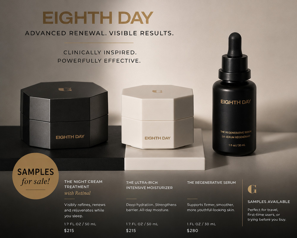 Authentic Eight Day Skin Sample Set ✨ Retinal Night Cream + Serum + Moisturizer