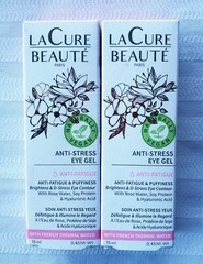 Pair of LA CURE BEAUTE France 15 ml Vegan Anti-Stress Eye Gel – New